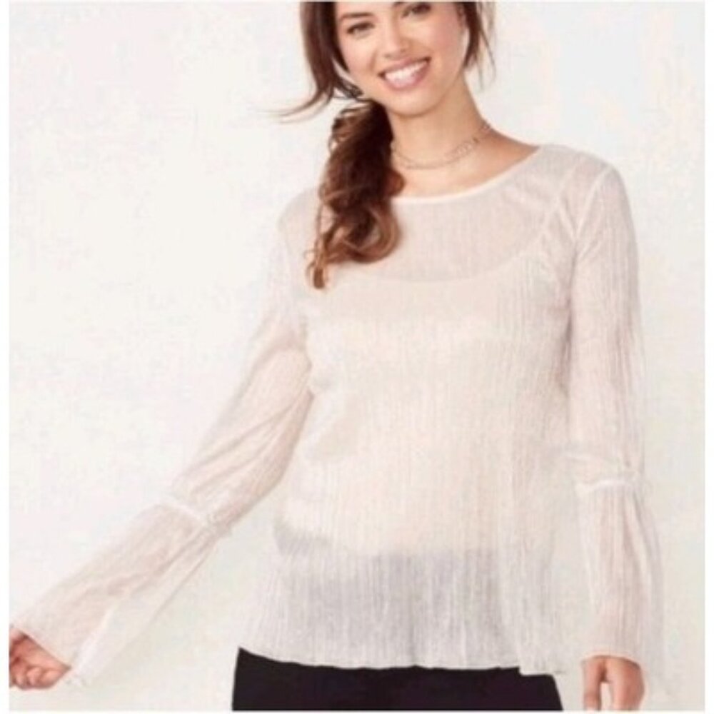New Lauren Conrad Womens Small Sheer Beige Gold Top Ethereal Fairy Whimsigoth